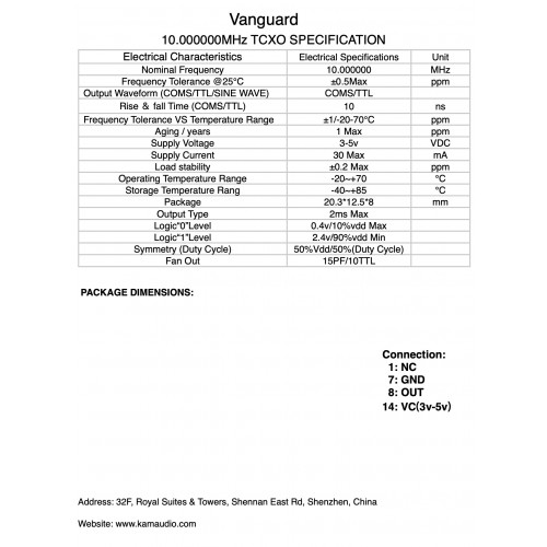 Vanguard TCXO 0.1ppm 22.5792MHz Ultra precision Golden Oscillator 